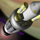 Concepto artístico con la versión más básica del Proyecto Orion, una nave de 6.000 toneladas impulsada por explosiones nucleares.